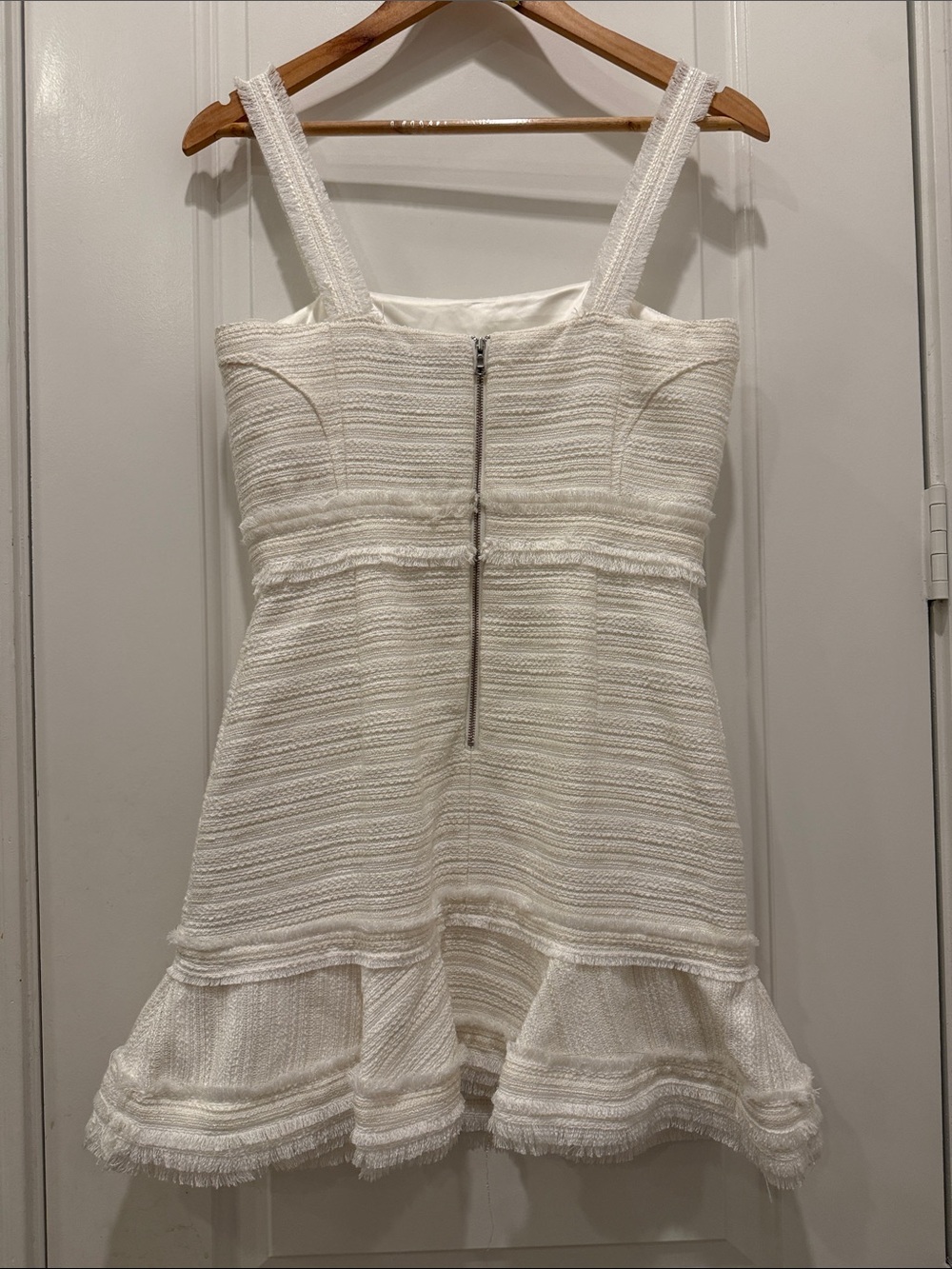 Bardot Melania Boucle Mini Dress in Ivory/White and Gold Trim - Picture 4 of 11